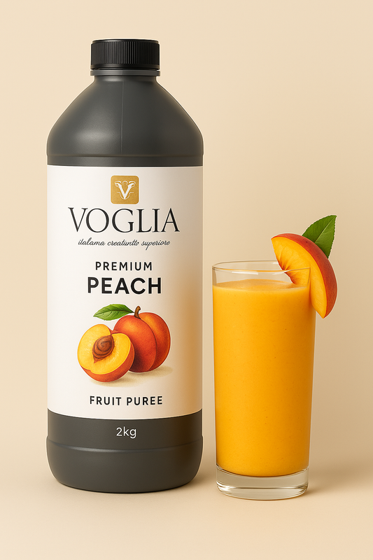 Voglia Premium Peach Fruit Puree – 1.4kg Bottle